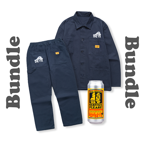 DEYA x Service Works BOH bundle inc BOH Coverall, BOH pants and 500ml can of DEYA Service Please! pale ale