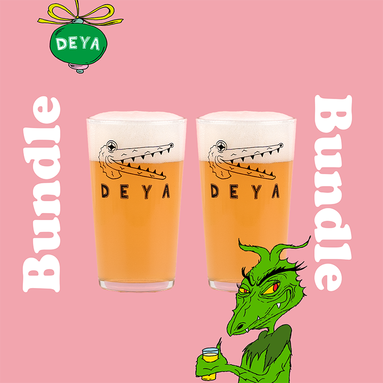  2 x DEYA Half Pint Glass - Black Croc Design