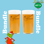 2 x DEYA pint glasses with black croc design