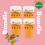 4 x DEYA Half Pint Glass, Black Croc Design