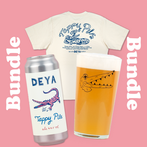 Tappy Pils Bundle Inc 1 x 500ml Can of Tappy Pils, 1 x Black Croc Pint Glass, 1 x Tappy Pils T Shirt