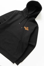 DEYA x Service Works Love Is Hoodie - Black - Front Close Up