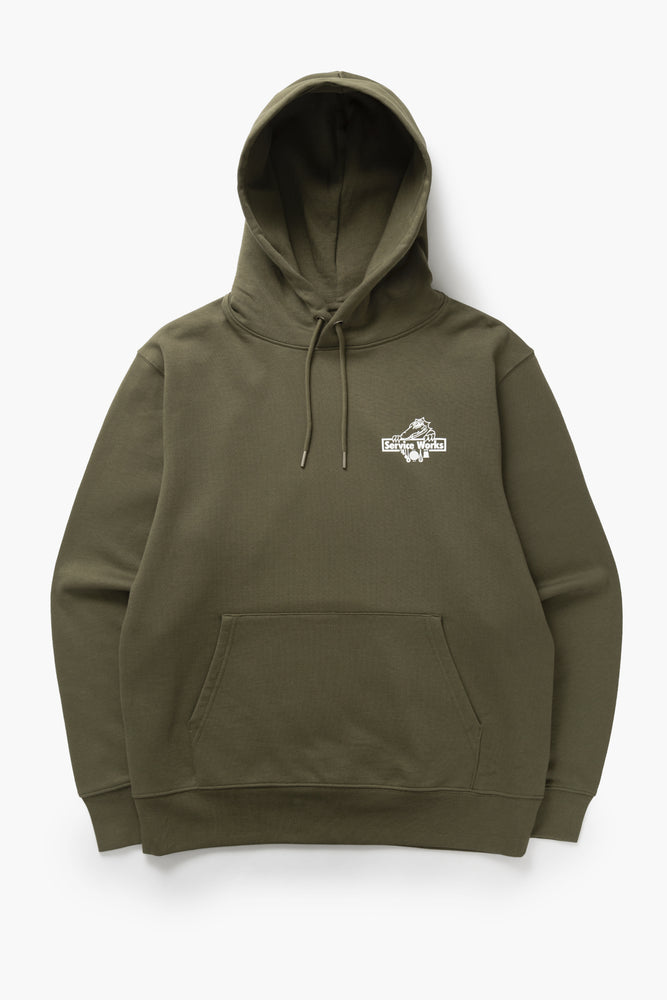 DEYA x Service Works Love Is Hoodie - Olive - Front