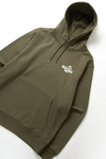 DEYA x Service Works Love Is Hoodie - Olive - Front Close Up