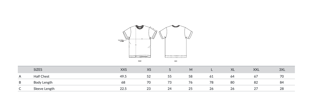 DEYA Size Guide