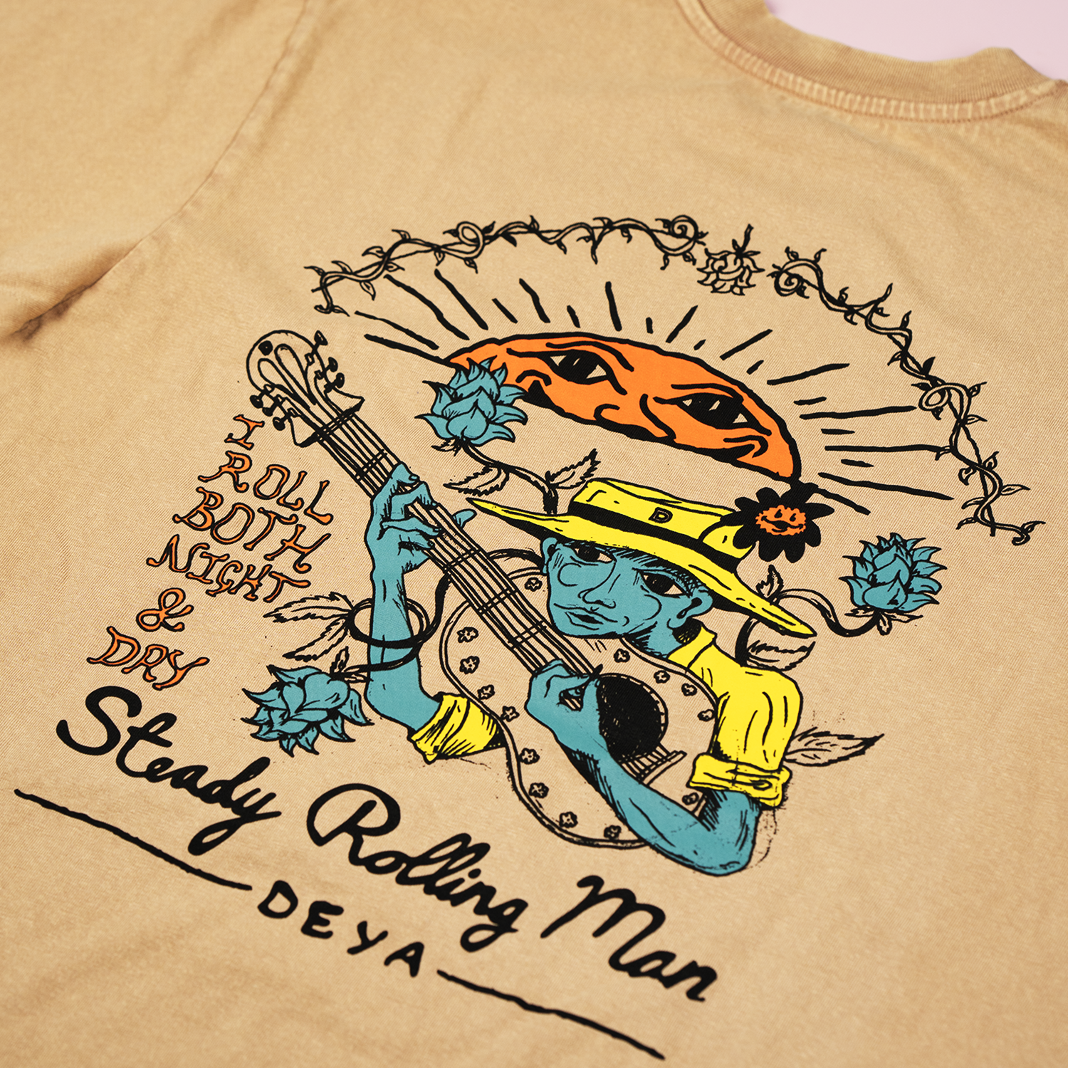 DEYA Steady Rolling Man T Shirt back design - close up