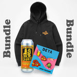 DEYA x Service Works Bundle inc Black Love Is Hoodie, 1 x 500ml can of DEYA Service Please! Pale Ale and 1 x pack of DEYA Croc Charms